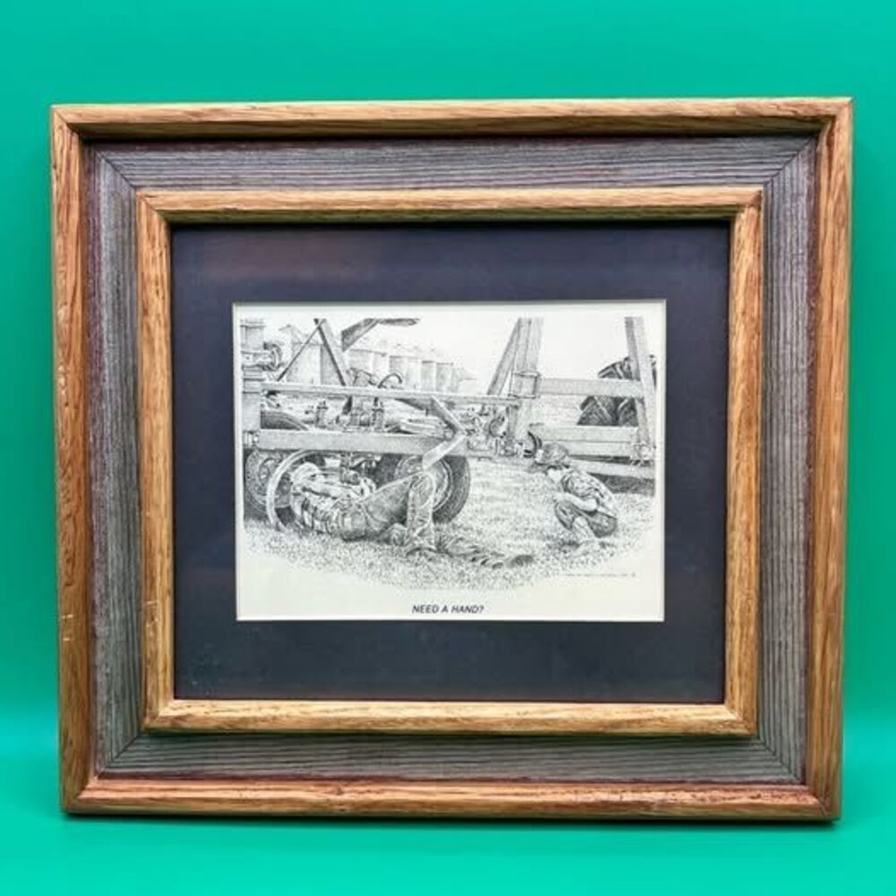 Wood Double Matted Framed “Need a Hand” by Lorraine Mack Liboiron